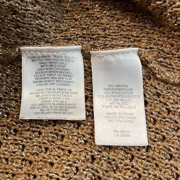 Jones New York Signature Open Knit Metallic Gold Sweater (M) - Picture 6 of 7